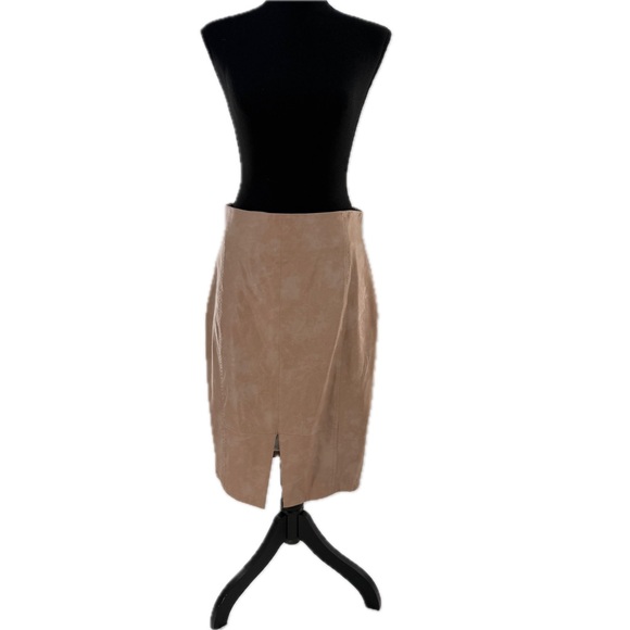 Sheike Australia Tan Faux Leather Front Slit Midi Pencil Skirt Size 8 US (12 AU)